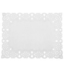 Set 100 de hartie dantelata alba, pentru platouri, dreptunghiulara, 30 x 40 cm
