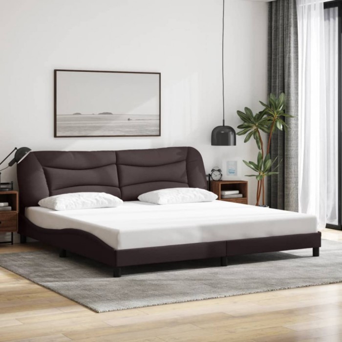 vidaXL Cadru de pat fără saltea, Hvar, maro &icirc;nchis, 200x200 cm, textil 3207796