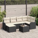 VidaXL Set de canapele pentru grădină 7 pcs Negru și alb Rattan poli 3354446
