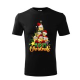 Tricou Personalizat de Craciun cu Personaje Amuzante si Mesaj Merry Christmas