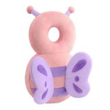 Perna tip rucsac pentru protectia capului, flippy, tetiera tip fluturas de plus, pentru bebelusi, 33x6x19 cm, roz