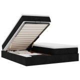 Cumpara ieftin Cadru de pat otoman cu saltele, material negru 160x200cm