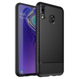 Husa TPU OEM Lewei Carbon Fiber pentru Samsung Galaxy M20, Neagra