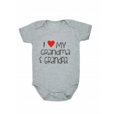 Body gri pentru bebelusi - I love (Marime Disponibila: 3-6 luni (Marimea 18