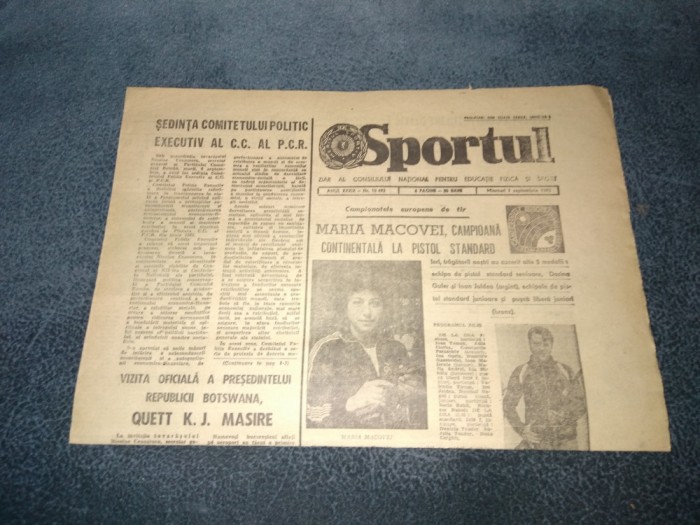 ZIARUL SPORTUL 7 SEPTEMBRIE 1983