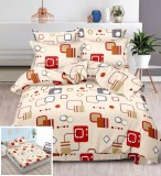 Cumpara ieftin Lenjerie Pat Bumbac 6 Piese Cu Elastic Crem 180x200 cm (&plusmn;25cm) Husa Pilota + Cearceaf + 4 Fete Perna