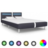 VidaXL Cadru de pat cu LED, negru, 140 x 200 cm, piele artificială