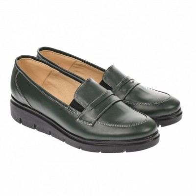Pantofi dama, casual, din piele naturala, verde, foarte comozi - P105VBOX foto