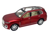 Macheta metal BMW X7 rosu cu fum, sunet, lumini, deschide usi