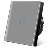Cumpara ieftin Intrerupator touch iUni 1F, Sticla Securizata, LED, Silver
