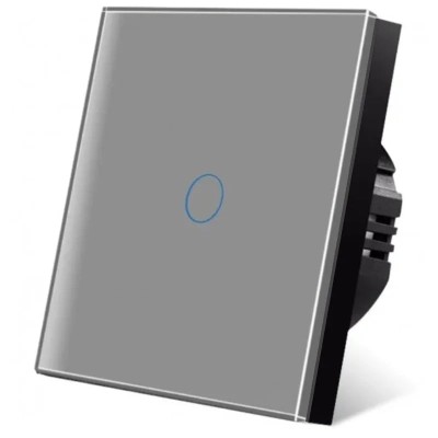 Intrerupator touch iUni 1F, Sticla Securizata, LED, Silver foto