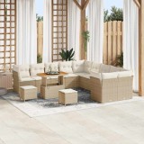 vidaXL Set de canapea de grădină 13 piese cu perne, din rattan polyester bej și acacia