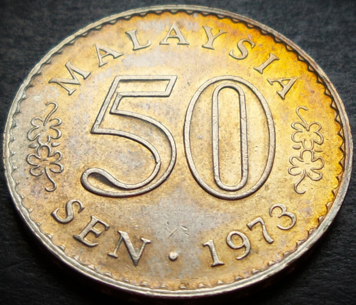 Moneda exotica 50 SEN - MALAEZIA, anul 1973 *cod 3326