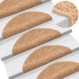 Cumpara ieftin Covorașe pentru scări, 5 buc., 56x17x3 cm, bej, semirotunde