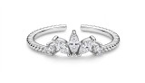 Inel Reglabil din Argint 925 ,Tiara Blossom cu Zirconiu Marquise