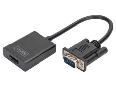 Convertor HDMI la VGA și Jack 3,5mm DIGITUS 0,15m negru