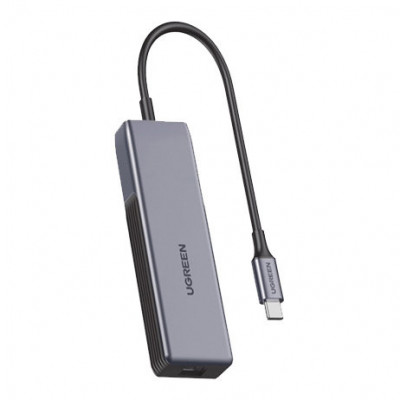 Adaptor Ugreen Adaptor USB Tip C (mascul) - Ethernet RJ-45 (femă) 5Gbps Negru (CM312) foto