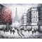 Tablou Paris pictat manual, turnul Eiffel, 90x60cm ulei pe panza in cutit efect 3D