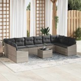 VidaXL Set de canapele pentru grădină 11 pcs Gri deschis Rattan poli