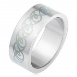 Inel din oţel inoxidabil, suprafaţă mată, plată, ornament cu linii răsucite - Marime inel: 67