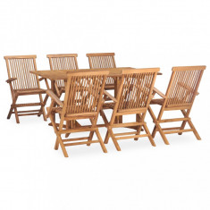 Set mobilier de exterior pliabil, 7 piese, lemn masiv de tec