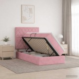 Cumpara ieftin Pat cu LED si saltea Roz 100 x 200 cm Catifea