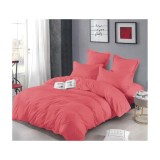 Cumpara ieftin Lenjerie de Pat Dublu, Bumbac Finet-Creponat, 6 Piese, Rosu sidef-LJ1104