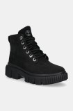 Timberland bocanci din piele intoarsa Greyfield femei, culoarea negru, cu platforma, TB0A5RNG0011