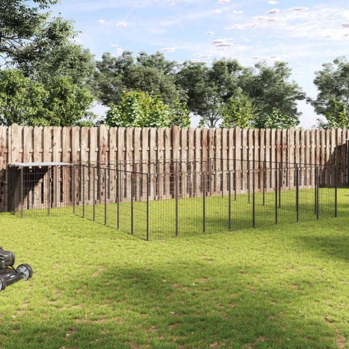 vidaXL Padoc pentru c&acirc;ini, negru, 20,57 m&sup2;, oțel 3082228