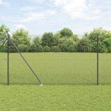 vidaXL Fereastră din Fier Sudat cu 13 St&acirc;lpi de Țepușă Gri 1.5x50 m Oțel