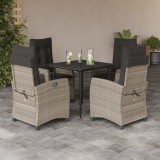 VidaXL Set mobilier de grădină cu perne, 5 piese gri deschis poliratan