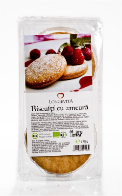 Biscuiti cu Crema de Zmeura Bio Longevita 175gr foto