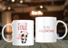 Cană personalizată &amp;rdquo;Be my Valentine&amp;rdquo; Roz interior foto