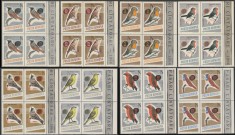 1966 Romania - Pasari cantatoare, blocuri de 4 timbre, margini coala, LP 630 MNH