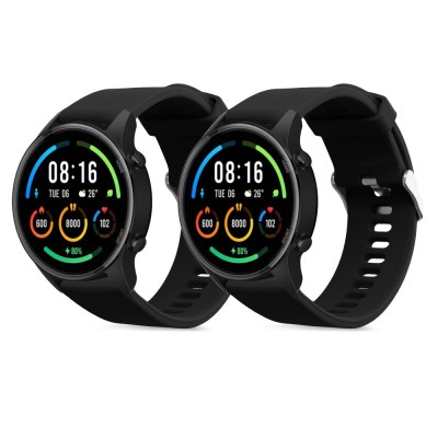 Set 2 Curele Kwmobile pentru Xiaomi Mi Watch/Mi Watch Color Sport, Negru, Silicon, KWM0000162Q007C foto