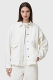 AllSaints geaca jeans HETTIE FRAY culoarea alb, de tranzitie, oversize, W007PC