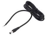 Cablu DC 5,5/2,1 mufă drept 1,5m 2x0,5mm2 negru -20&divide;80&deg;C