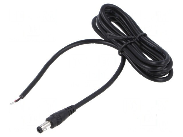 Cablu DC 5,5/2,1 mufă drept 1,5m 2x0,5mm2 negru -20&divide;80&deg;C