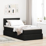 vidaXL Pat cu saltea și LED cu saltea Negru 90 x 190 cm țesătură 3371051
