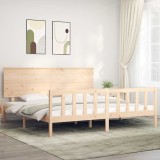 vidaXL Cadru pat cu tăblie 200x200 cm, lemn masiv de pin