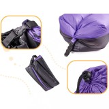Saltea Autogonflabila &quot;Lazy Bag&quot; tip sezlong, 185 x 70cm, culoare Negru-Violet, pentru camping, plaja sau piscina