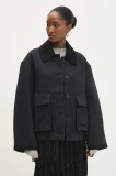 Answear Lab geaca femei, culoarea albastru marin, de tranzitie, oversize