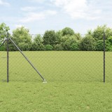 VidaXL Gard cu plasă de lanț cu 13 piuneze de fixare 1.4x25 m Oțel galvanizat