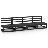 VidaXL Set mobilier de grădină cu 4 locuri, negru, lemn masiv de pin