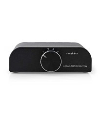 Comutator audio analogic 3x RCA Stereo mama - 1x RCA Stereo mama + Jack 3.5 mm iesire casti negru Nedis ASWI2424AT foto