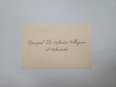 carte de vizita Dr. Andrei Magieru (1891-1960) Episcop al Aradului, dedicatie! foto