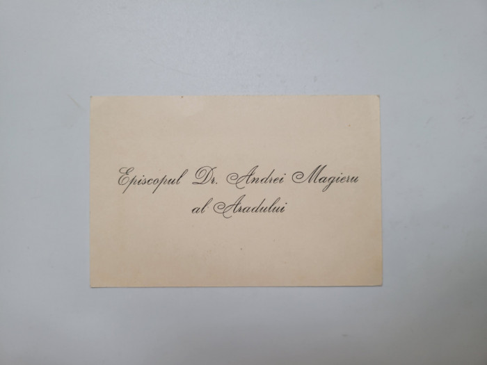 carte de vizita Dr. Andrei Magieru (1891-1960) Episcop al Aradului, dedicatie!