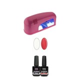 Sistem UV/LED - test kit mic 2 x 15 ml + 1 lampă albă 9W cu bec, INGINAILS