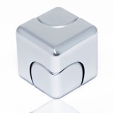 Jucarie Antistres Fidget Spinner, Flippy, Tip Cub, Metalic 2-in-1, Transformabil, Rulment Premium, Silentios, Inox, Gadget pentru Birou, 2.9 x 2.9 cm,