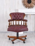 Scaun Chesterfield din lemn mahon cu tapiterie maro MAR148